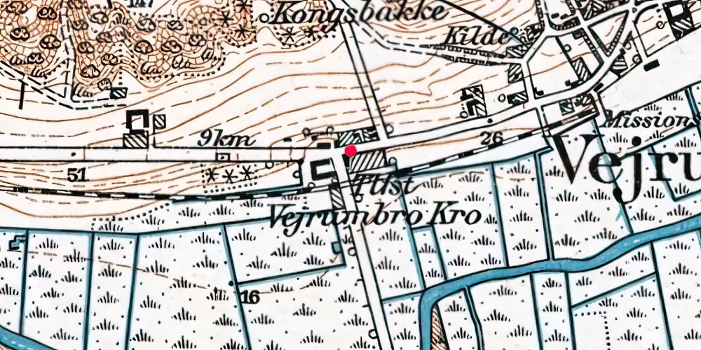 Historisk kort over Løvskalvejen Trinbræt