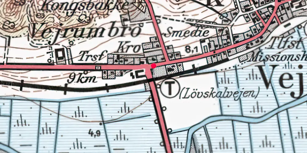 Historisk kort over Løvskalvejen Trinbræt