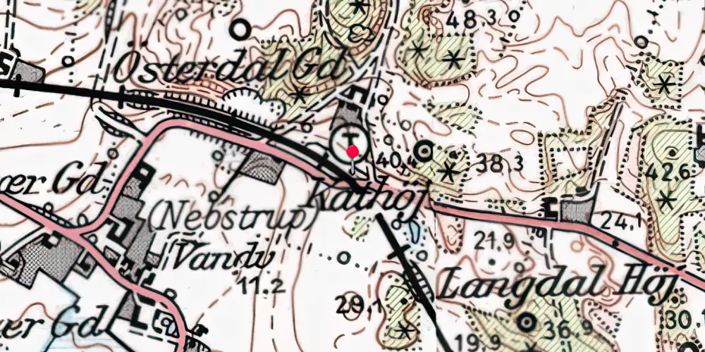 Historisk kort over Nebstrup Trinbræt med Sidespor