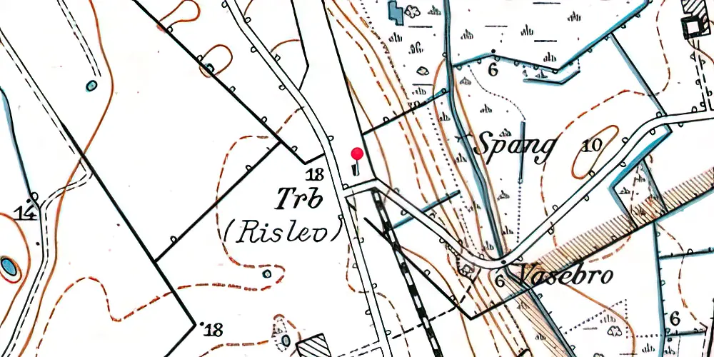 Historisk kort over Rislev Billetsalgssted Historisk kort over Rislev Billetsalgssted