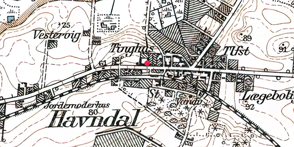 Historisk kort over Havndal Station Historisk kort over Havndal Station
