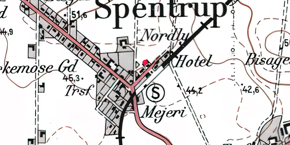 Historisk kort over Spentrup Station Historisk kort over Spentrup Station