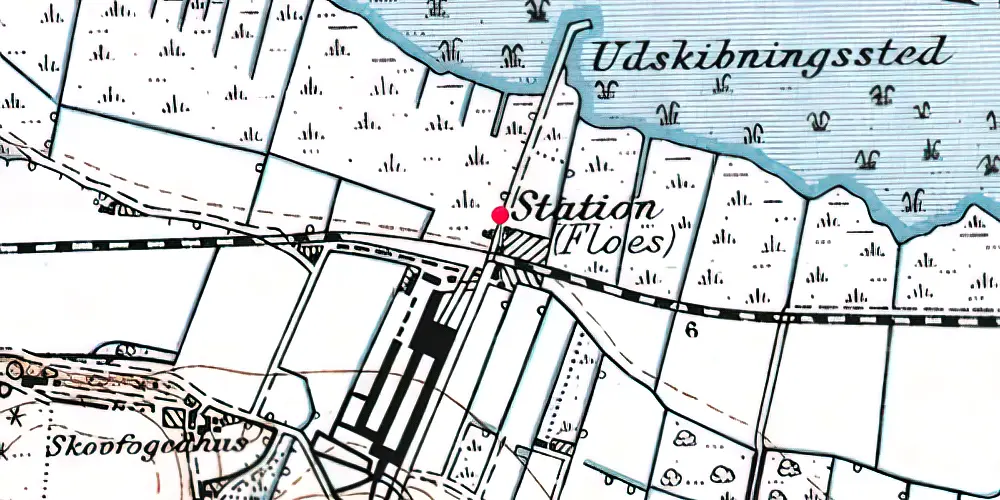 Historisk kort over Floes Billetsalgssted Historisk kort over Floes Billetsalgssted
