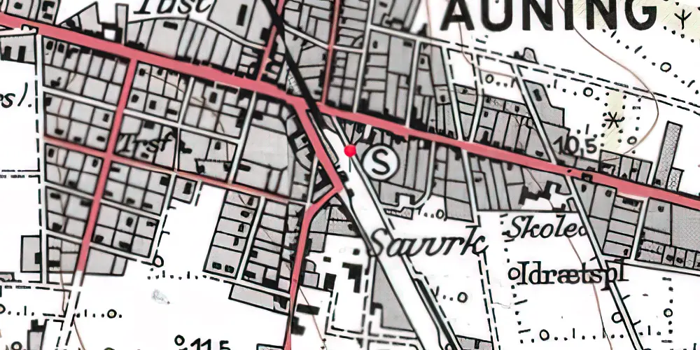 Historisk kort over Auning Station Historisk kort over Auning Station