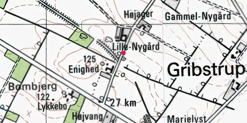Historisk kort over Gribstrup Trinbræt Historisk kort over Gribstrup Trinbræt