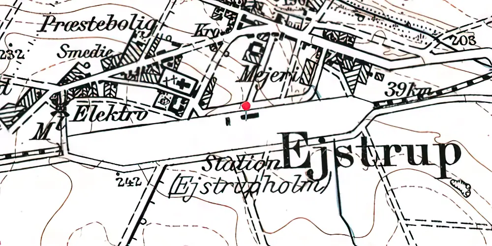 Historisk kort over Ejstrupholm Station Historisk kort over Ejstrupholm Station