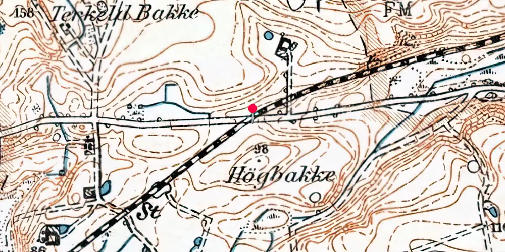 Historisk kort over Kærende Trinbræt med Sidespor Historisk kort over Kærende Trinbræt med Sidespor