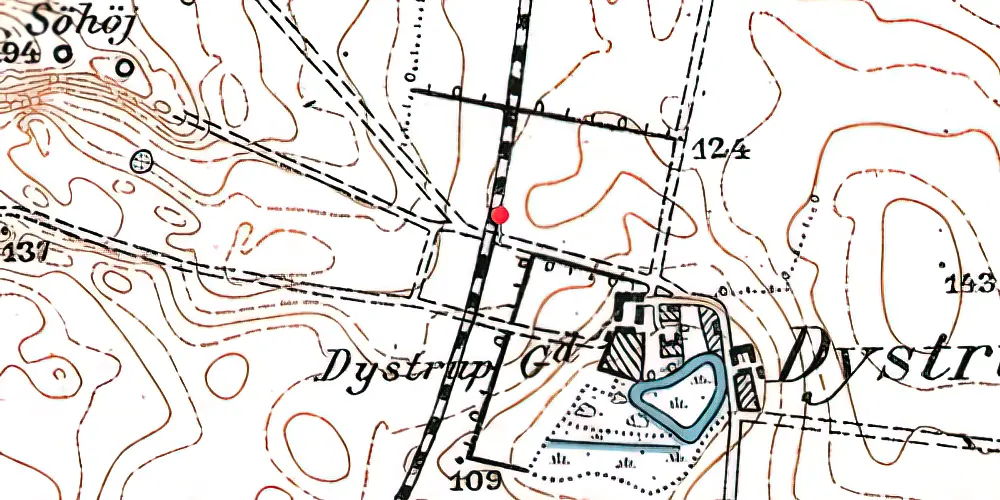 Historisk kort over Dystrup Trinbræt Historisk kort over Dystrup Trinbræt