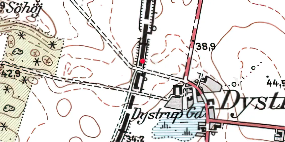 Historisk kort over Dystrup Trinbræt Historisk kort over Dystrup Trinbræt