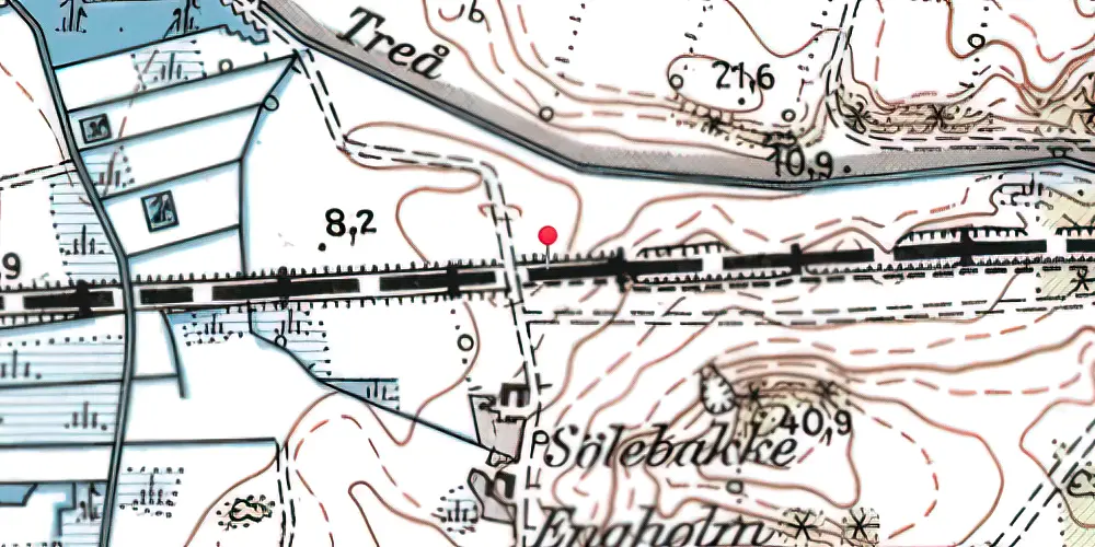 Historisk kort over Tustrup Trinbræt Historisk kort over Tustrup Trinbræt