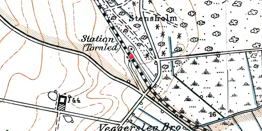 Historisk kort over Tornled Station Historisk kort over Tornled Station