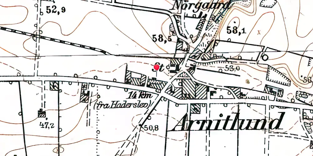 Historisk kort over Arnitlund Station Historisk kort over Arnitlund Station