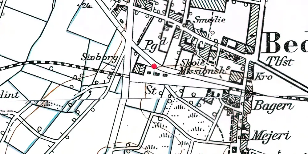 Historisk kort over Bedsted Løgum Station