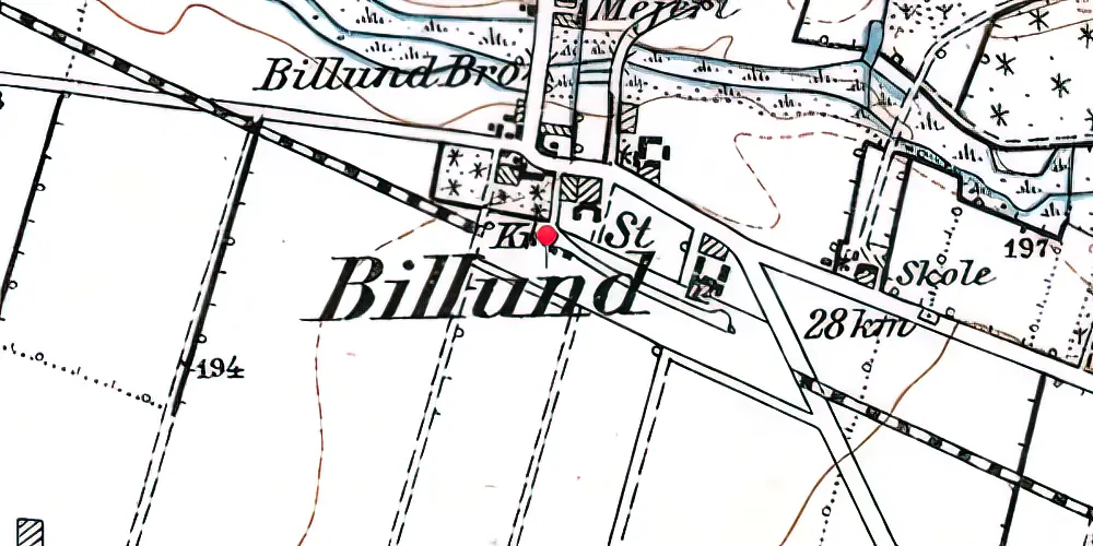 Historisk kort over Billund Station Historisk kort over Billund Station