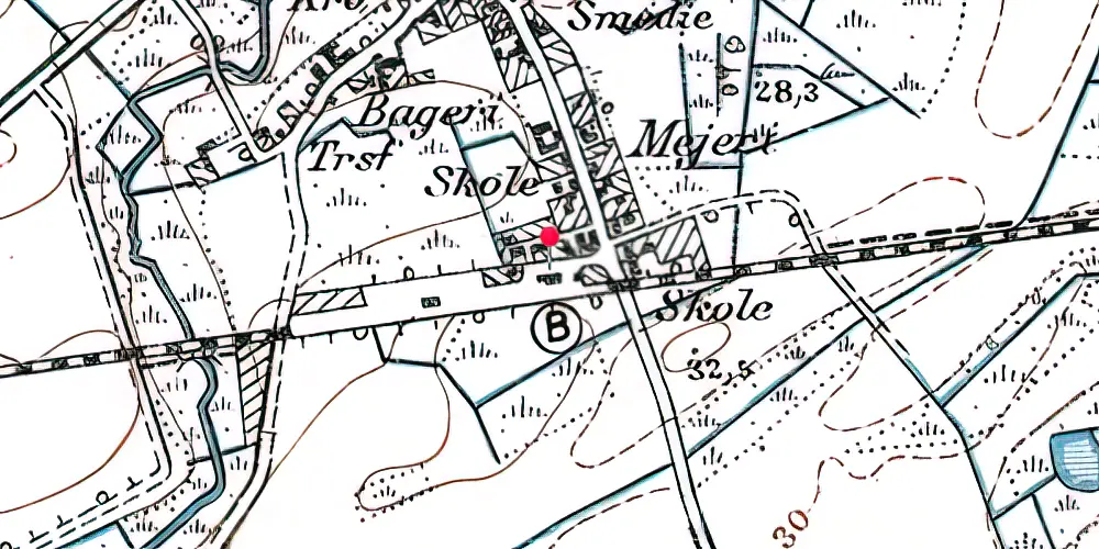 Historisk kort over Bjerndrup Holdeplads med sidespor Historisk kort over Bjerndrup Holdeplads med sidespor