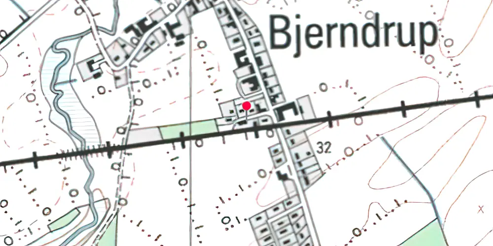 Historisk kort over Bjerndrup Holdeplads med sidespor Historisk kort over Bjerndrup Holdeplads med sidespor
