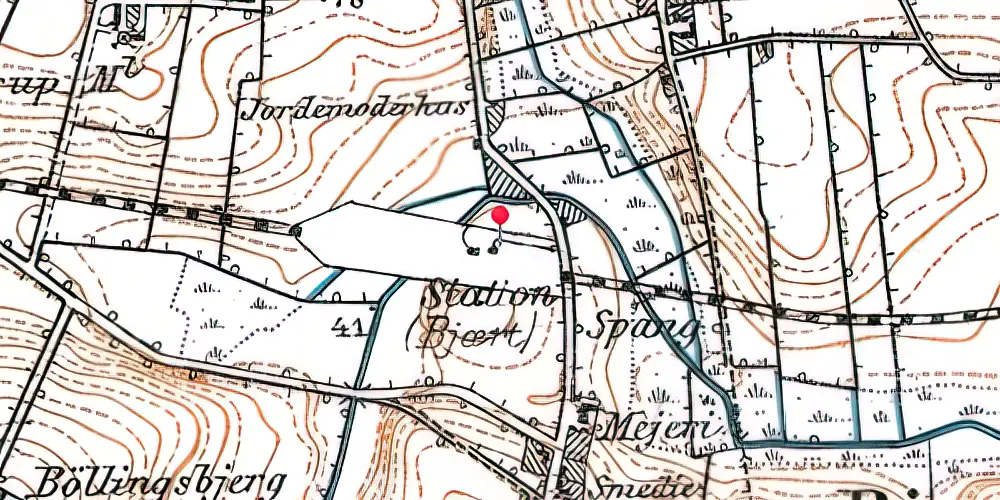 Historisk kort over Bjert Station Historisk kort over Bjert Station
