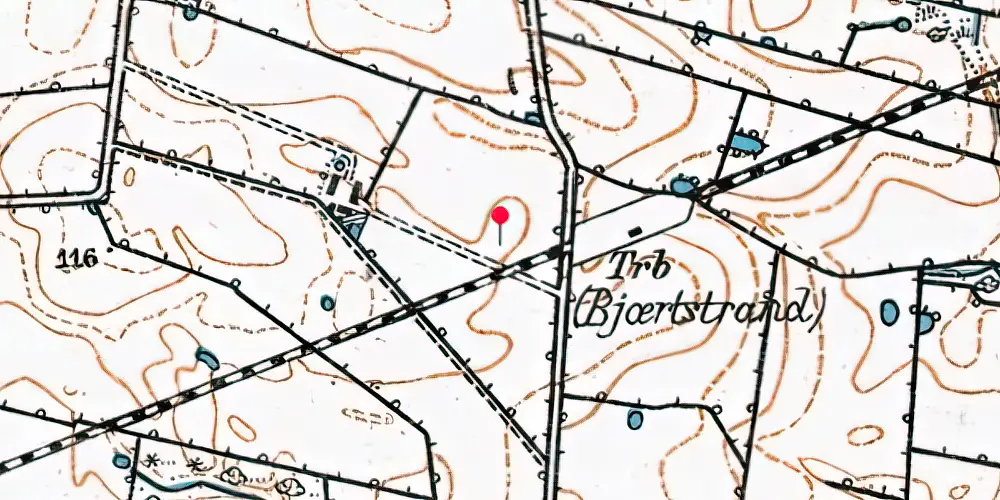 Historisk kort over Bjert Strand Trinbræt