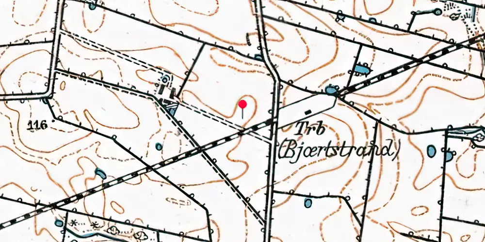 Historisk kort over Bjert Strand Trinbræt Historisk kort over Bjert Strand Trinbræt