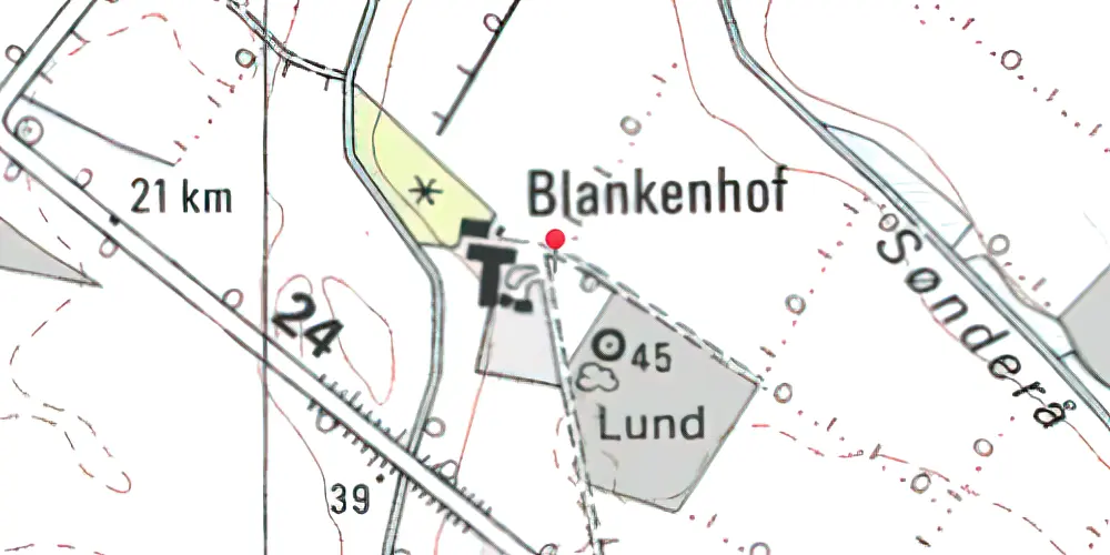Historisk kort over Blankenhof Holdeplads med sidespor Historisk kort over Blankenhof Holdeplads med sidespor