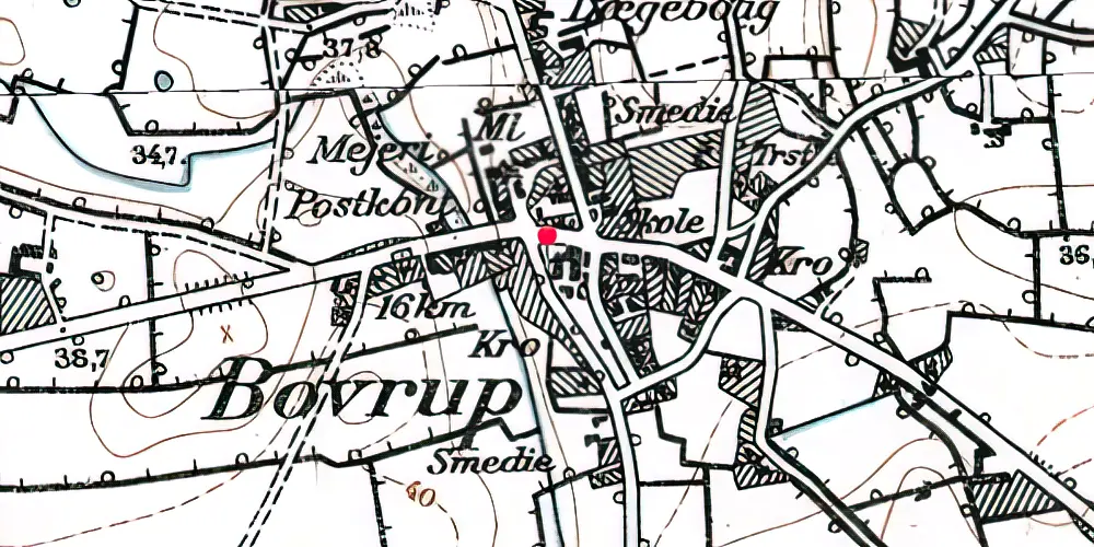 Historisk kort over Bovrup Stationskro