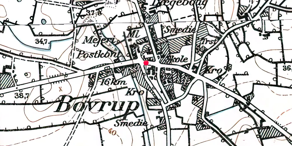 Historisk kort over Bovrup Stationskro Historisk kort over Bovrup Stationskro