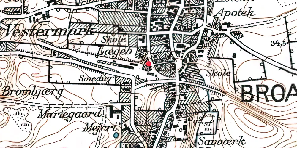 Historisk kort over Broager Station Historisk kort over Broager Station