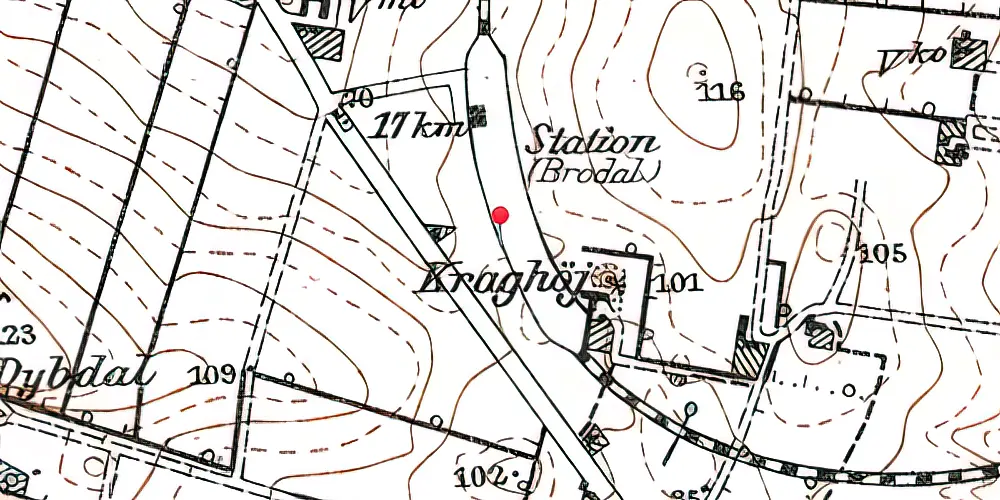 Historisk kort over Brodal Station Historisk kort over Brodal Station