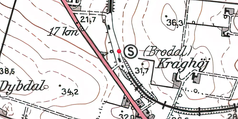 Historisk kort over Brodal Station Historisk kort over Brodal Station