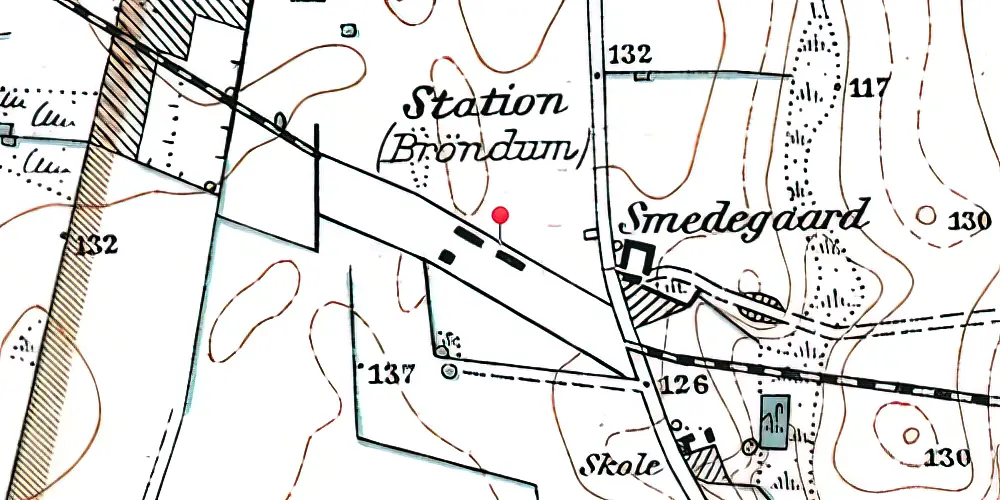 Historisk kort over Brøndum Station Historisk kort over Brøndum Station