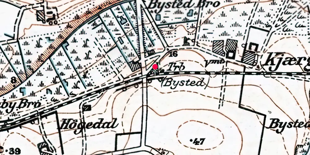 Historisk kort over Bysted Trinbræt