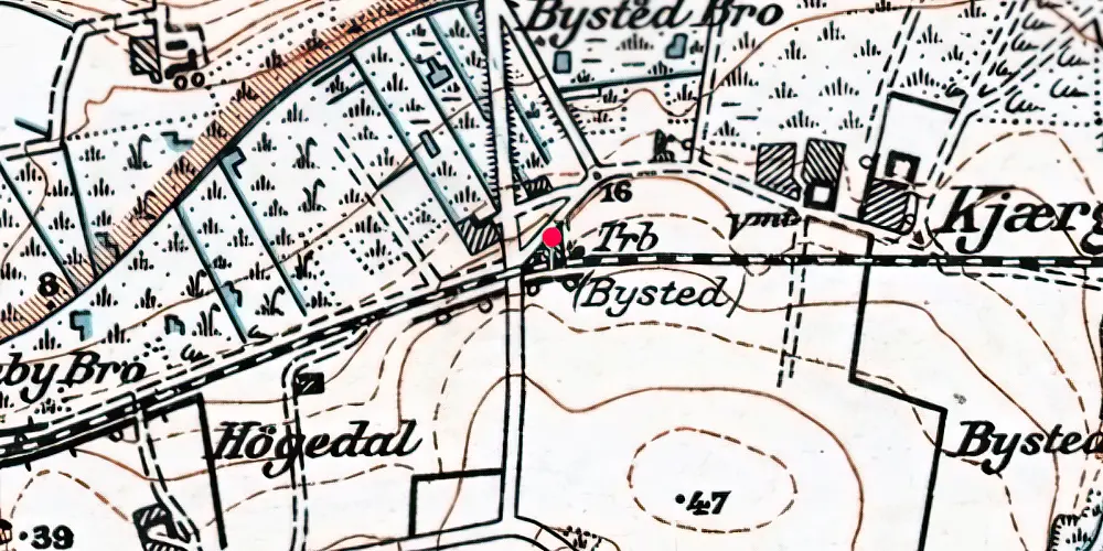 Historisk kort over Bysted Trinbræt Historisk kort over Bysted Trinbræt