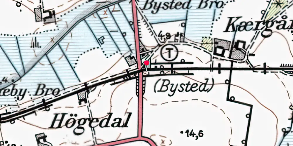 Historisk kort over Bysted Trinbræt