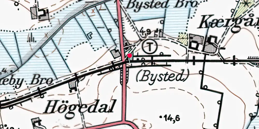 Historisk kort over Bysted Trinbræt Historisk kort over Bysted Trinbræt