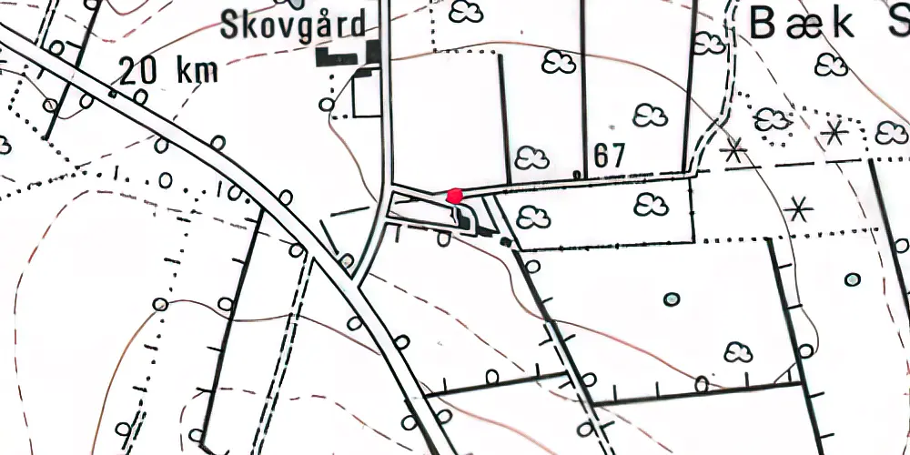 Historisk kort over Bæk Skov Station Historisk kort over Bæk Skov Station