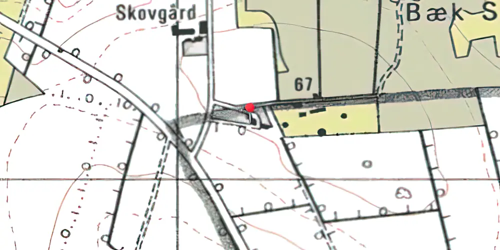 Historisk kort over Bæk Skov Station Historisk kort over Bæk Skov Station