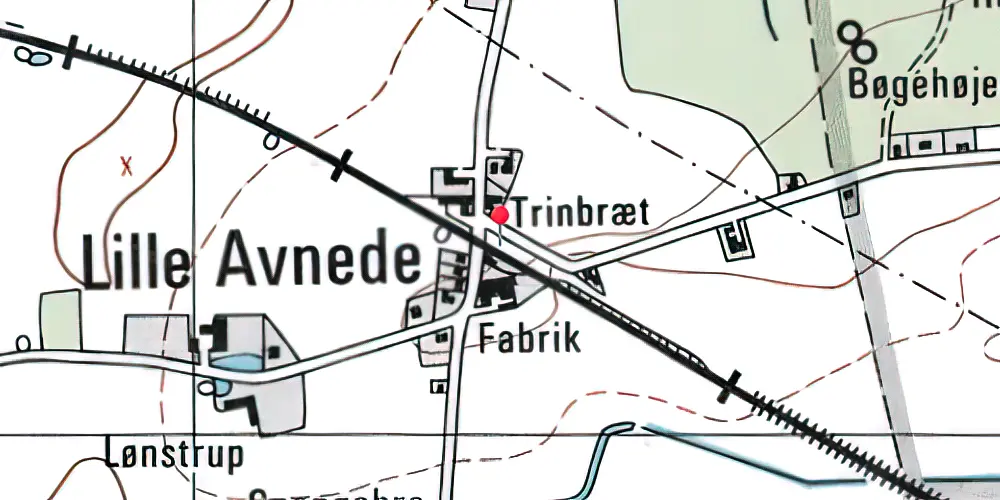 Historisk kort over Avnede Trinbræt Historisk kort over Avnede Trinbræt
