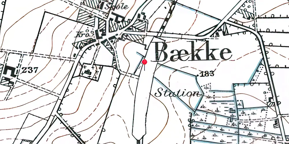 Historisk kort over Bække Station Historisk kort over Bække Station