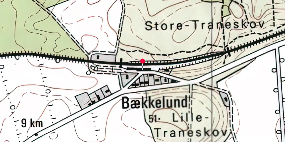 Historisk kort over Bækkelund Trinbræt