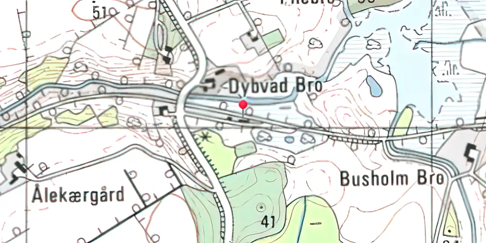 Historisk kort over Dybvadbro Station Historisk kort over Dybvadbro Station