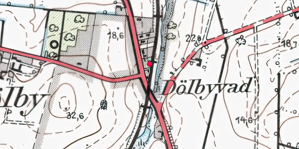 Historisk kort over Dølbyvad Trinbræt Historisk kort over Dølbyvad Trinbræt
