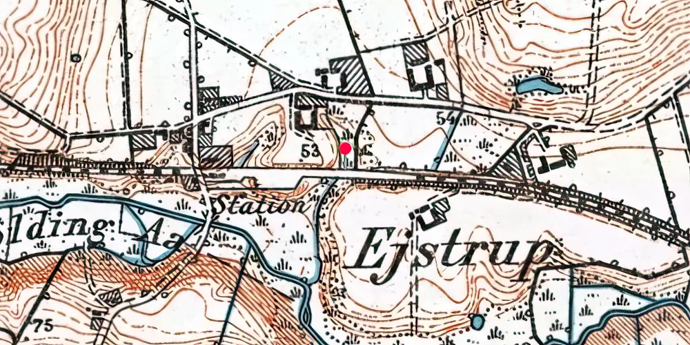 Historisk kort over Ejstrup Station Historisk kort over Ejstrup Station