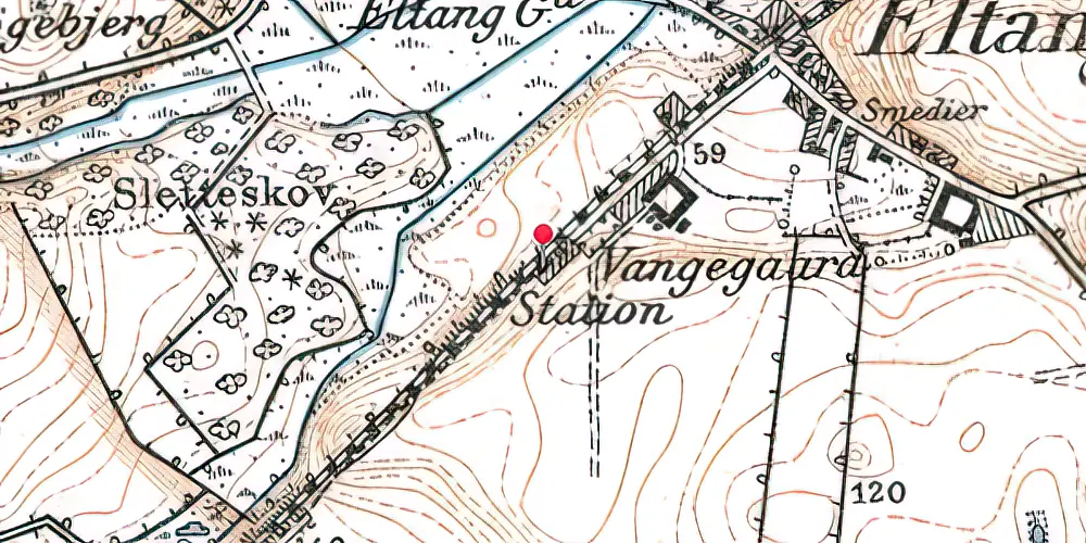 Historisk kort over Eltang Station Historisk kort over Eltang Station