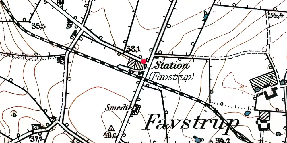 Historisk kort over Favstrup Station Historisk kort over Favstrup Station