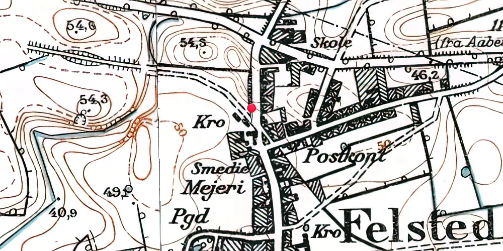 Historisk kort over Felsted Stationskro Historisk kort over Felsted Stationskro