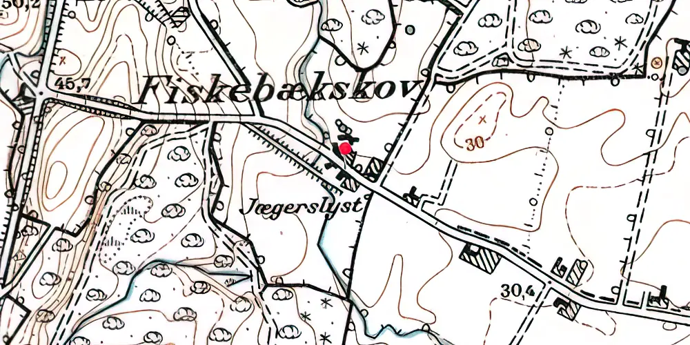 Historisk kort over Fiskbækskov Stationskro Historisk kort over Fiskbækskov Stationskro