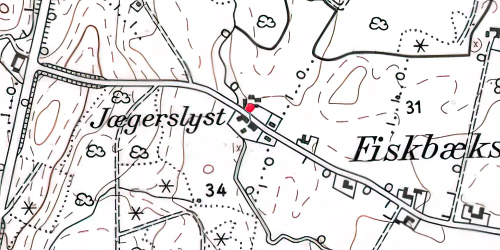 Historisk kort over Fiskbækskov Stationskro Historisk kort over Fiskbækskov Stationskro