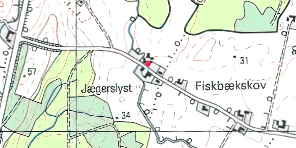 Historisk kort over Fiskbækskov Stationskro