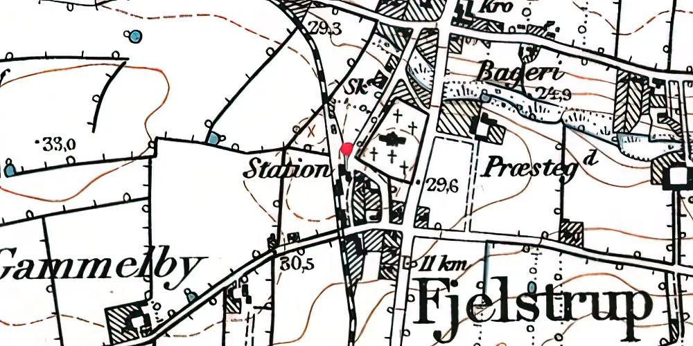 Historisk kort over Fjelstrup Station Historisk kort over Fjelstrup Station