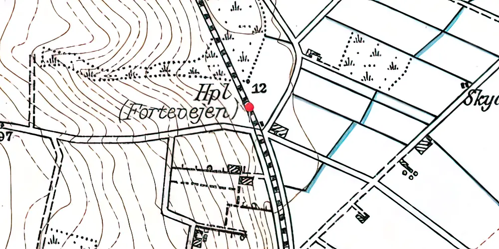 Historisk kort over Fortevej Trinbræt Historisk kort over Fortevej Trinbræt